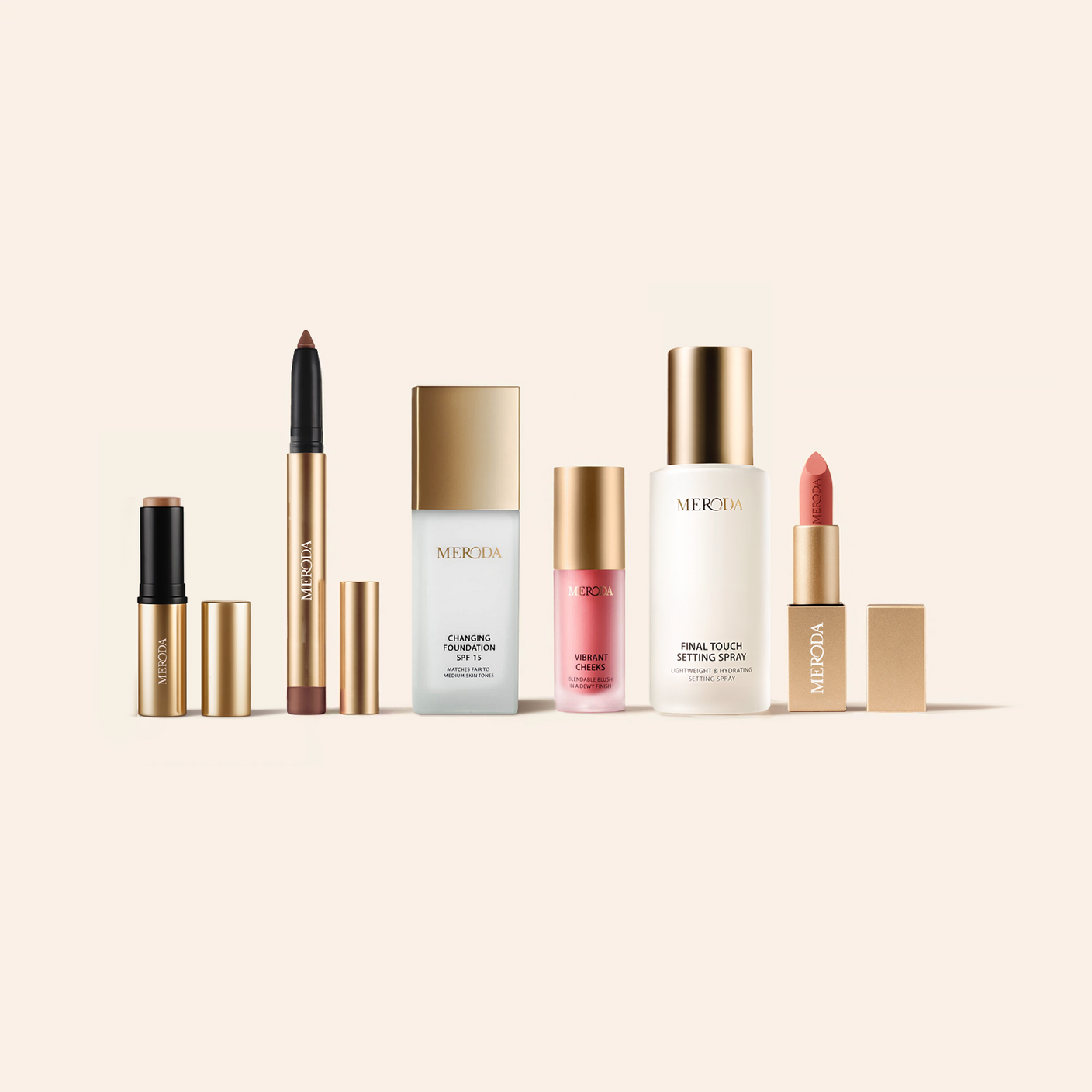 The Valentines Bundle mit Changing Foundation, Vibrant Cheeks Blush und Bronzer in edler Goldoptik.