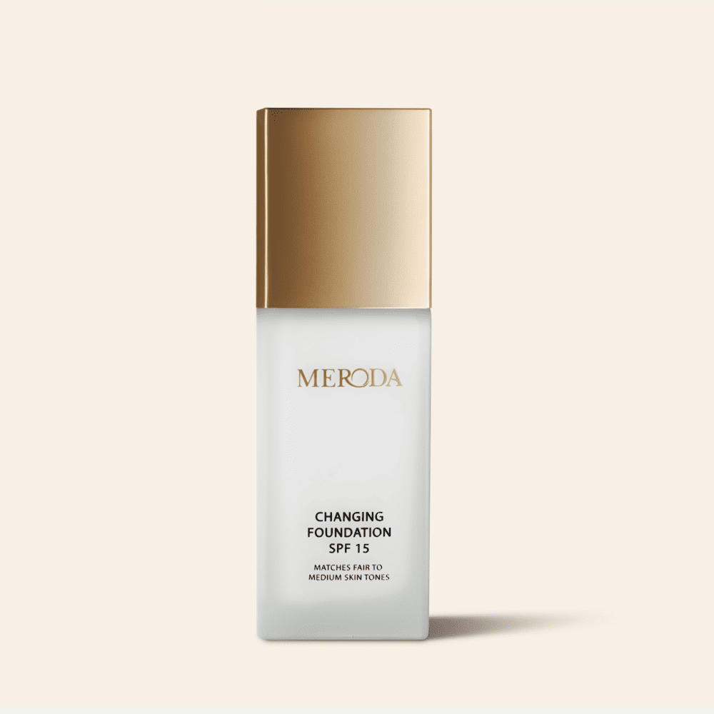 Meroda Changing Foundation Flasche mit SPF 15 für helle bis mittlere Hauttöne