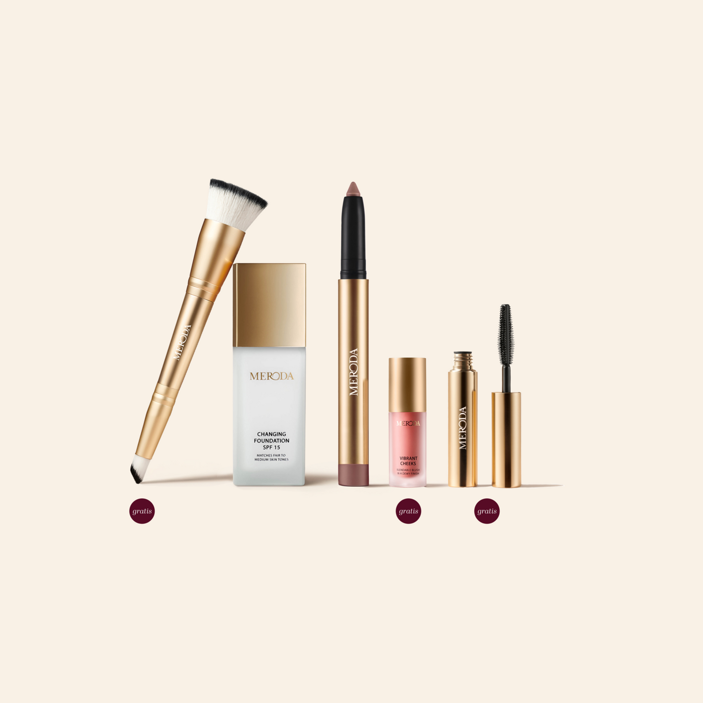 Essential Duo (+3 Gratis-Geschenke) Pinsel, Mini Blush, Mascara-Probe mit Changing Foundation, Eye Perfecting Shimmer Stick und drei Gratis-Geschenken