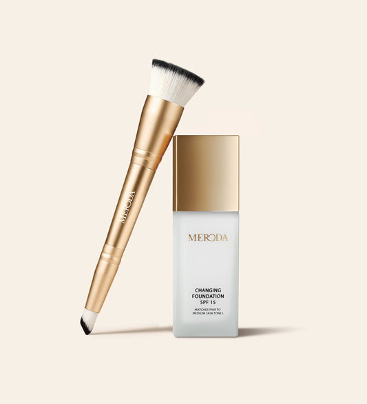 Changing Foundation SPF 15 und 2 in 1 Brush Bundle mit Foundationflasche und doppelseitigem Pinsel