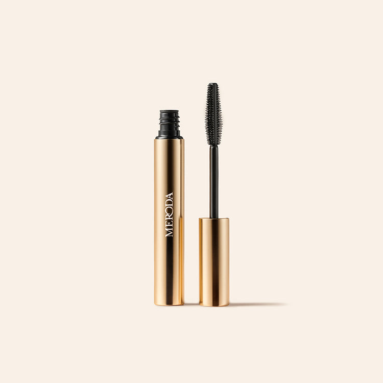 Meroda Cosmetics Mini Mascara offene goldene Tube und Wimpernbürste für Länge und Volumen