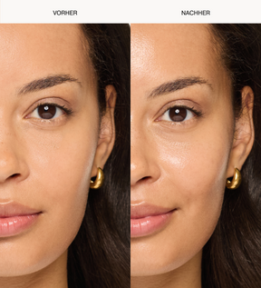 Daily Face SPF 40 Vorher-Nachher-Vergleich für hydratisierte Haut und einen natürlichen Glow ohne Weißfilm